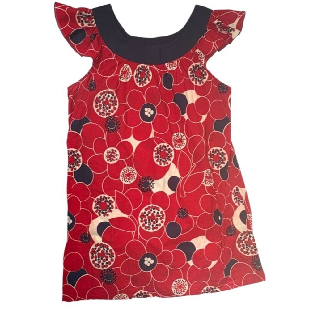 Duck Head Jeans Co Mod Cotton Shift Dress Floral Red White Blue July 4 Girls XL